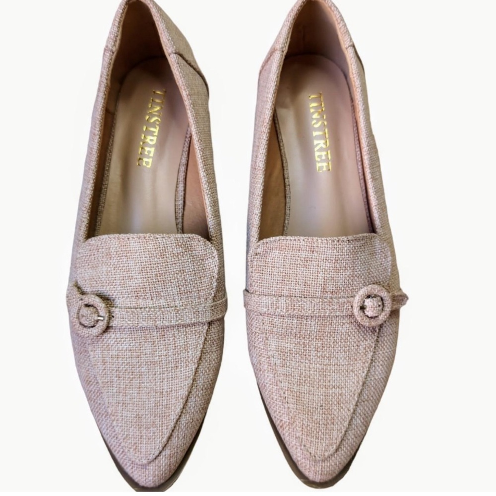 Tinstree Tweed Pointed Toe Loafers 8 Flats Woven Career Preppy Classic Shoes